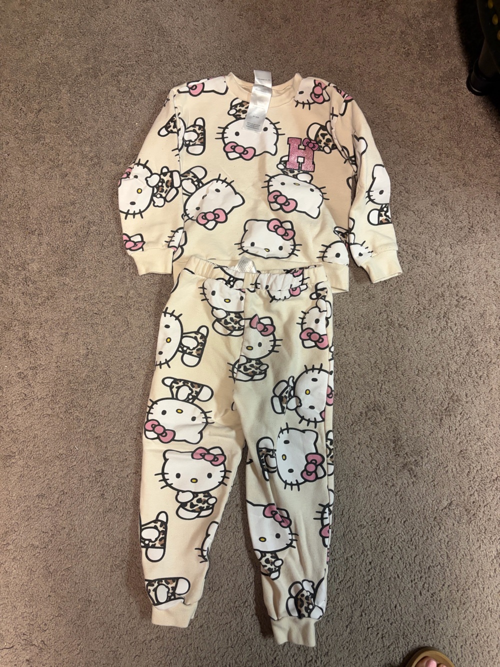 Hello Kitty Cream and Pink Kids Matching Pajama Set